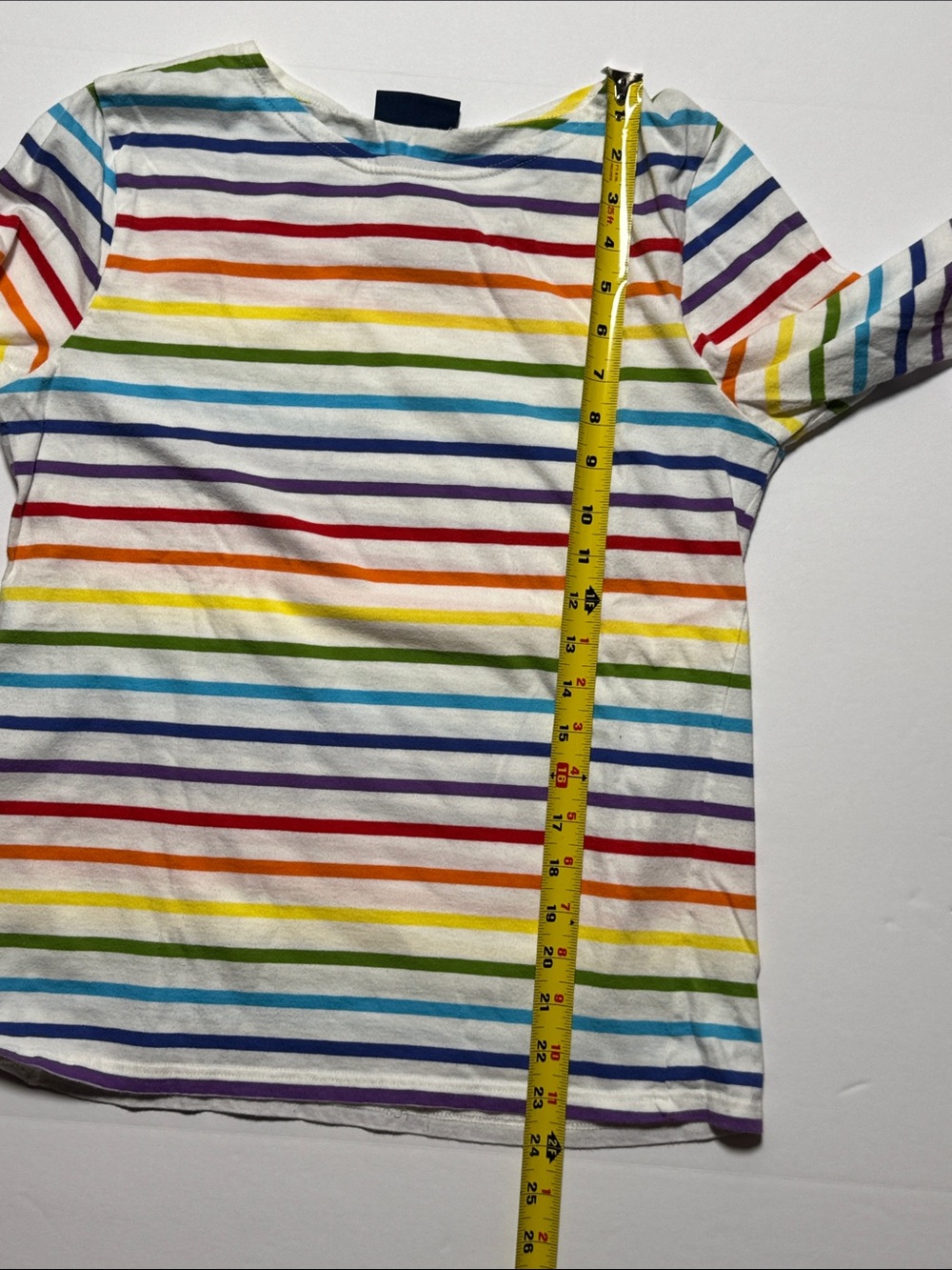 SAINT JAMES L'atelier Multicolor Rainbow Stripe Long-Sleeve Boat Neck Tee M - Picture 7 of 10